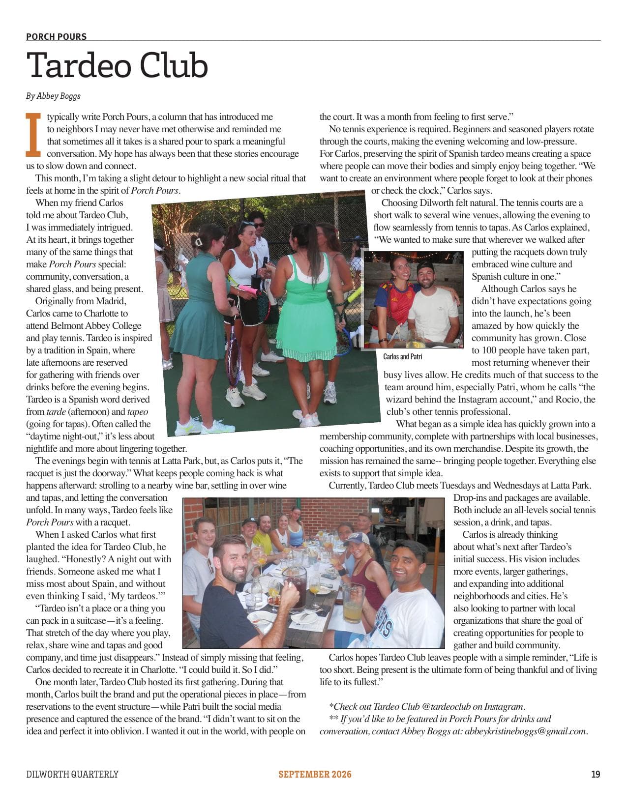 Tardeo Club feature in the Dilworth Quarterly, September 2026